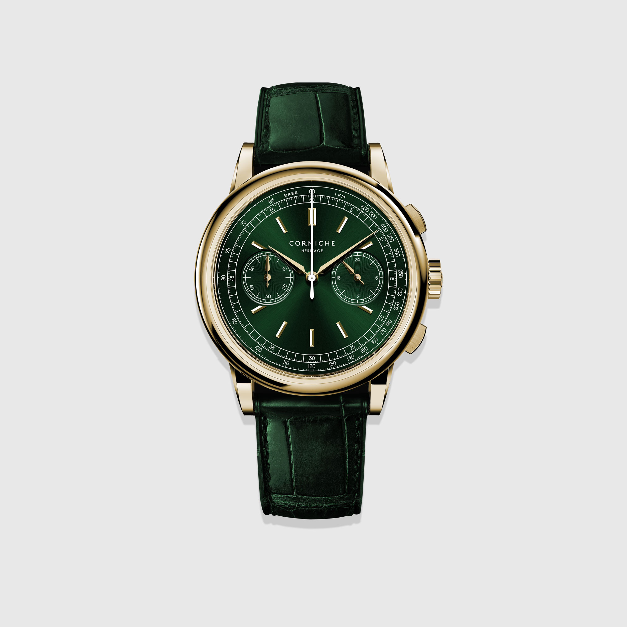 Heritage Chronograph Yellow Gold with Green Dial GMT24